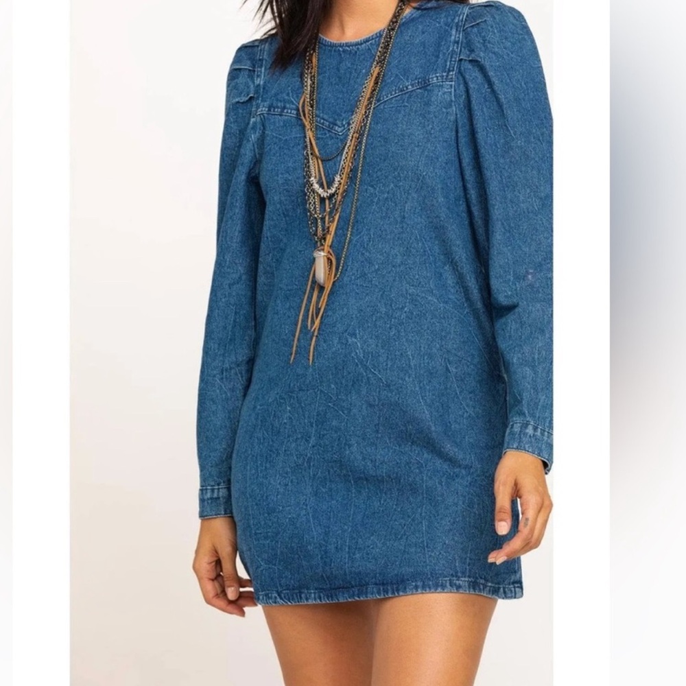 Free People Blue Self Control Denim Mini Dress 👗